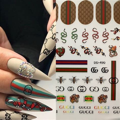 gucci nail stickers|gucci nail art design.